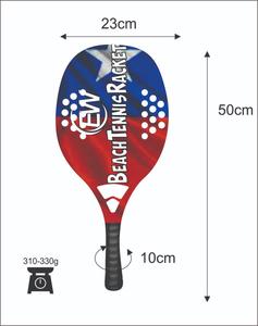 ไม้เทนนิสชายหาดและไม้พาเดลแบบสั่งทำพิเศษ หน้าไม้คาร์บอนไฟเบอร์ น้ำหนัก 310-330 กรัม ความยาว 50 ซม. โลโก้และสีแบบผสมผสาน - Product Image 3