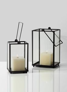 Glass Box <b>Lanterns</b> Modern Decorative Candle <b>Lantern</b> <b>Black</b> Color - Product Image 5