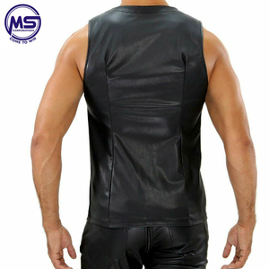 Camiseta sin mangas de cuero informal de verano para hombre personalizada, camiseta de entrenamiento para correr en el gimnasio sin mangas con características de secado rápido y transpirable - Product Image 4