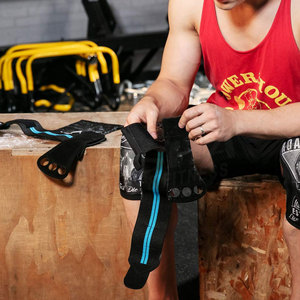 Guante de levantamiento de pesas para ejercicio en el gimnasio, empuñaduras de mano de 3 agujeros con logotipo personalizado - Product Image 2