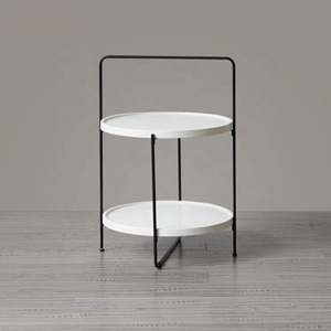 Round Portable Dual <b>Storage</b> <b>Side</b> <b>Table</b> Modern Luxury Metal of Type <b>Table</b> Usage Office Home Room Restaurant Round Made in India - Product Image 3