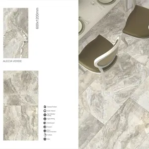 Alecia Verde 600X1200mm pavimento in gres porcellanato di marmo smaltato lucido Super bianco-cina 60x120 Design GVT 2x4 PGVT piastrelle