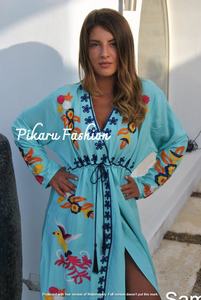2024 dubaï arabe perlé à manches longues robe caftan marocain musulman robe brodée à la main - Product Image 3