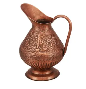 Home Decorative Items Antique Brass Jug Indian Home Restaurant Hotel Decoration Metal Pure Copper Embossed Antique