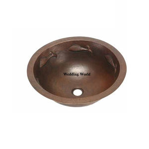 Fregadero de cobre redondo con estilo clásico hecho a mano de calidad superior Nuevo accesorio de baño de lujo-Lavabo de diseñador al por mayor - Product Image 2