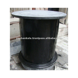 Soporte de mesa de mármol con incrustación negra redonda - Product Image 1