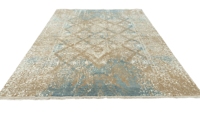 Luxuriöses Persisches Knoten-Teppich-Set aus Wolle und Bambusseide, Handgefertigt, Oxidiert, Handgesponnen, Rutschfest, Waschbar, Umweltfreundlich, Niedrigflorig