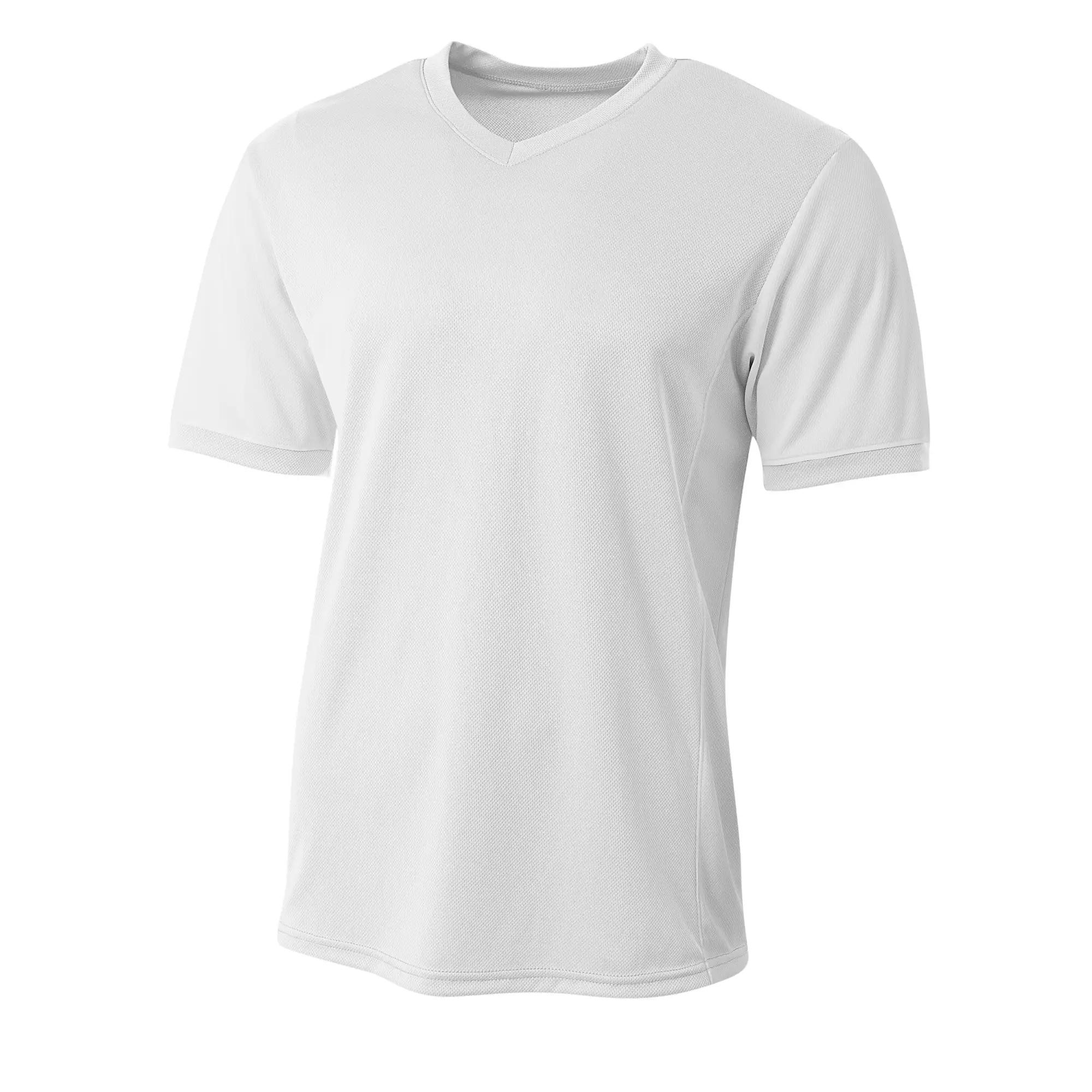 Camiseta de fútbol blanca con cuello de costilla y manga corta, camiseta de entrenamiento de fútbol, el mejor precio