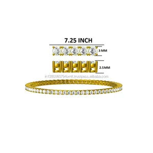 Bracelet en diamant naturel pour femmes, 9.7 grammes, 10kt, or jaune, bijou personnalisé, 7.25 pouces