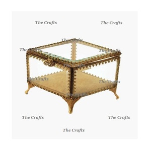 Boîte à bijoux rectangulaire en métal et verre de forme avec boîte à bijoux décorative de table de taille personnalisée de qualité supérieure - Product Image 6