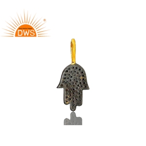 Pendentif en diamant fait à la main, breloque avec Hamas, en argent Sterling 925, bijou pour filles, fabrication de bijoux, vente en gros - Product Image 2