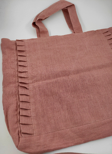 Red 100% Linen Eco-Friendly Tote Handbag Soft Beach <b>Bag</b> Custom Logo Reusable Long Zipper Closure Shopping <b>Bags</b> <b>Gifts</b> Packaging - Product Image 4