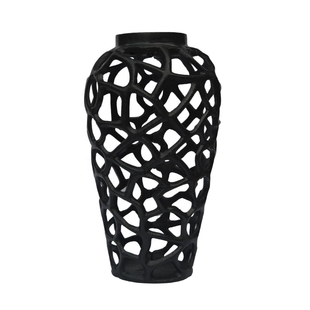 Металлическая ваза для цветов черного цвета хорошего качества, декоративная ваза черного цвета для украшения дома и сада