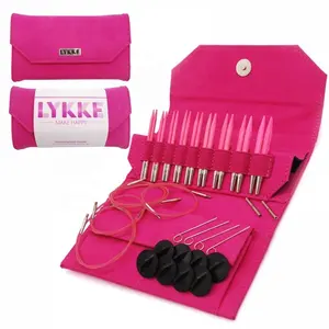 LYKKE BLUSH 3.5'' 9cm Interchangeable Circular Knitting Needle Set Pink Color Wooden