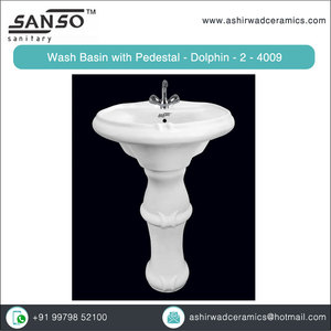 Pedestal de lavabo de mano de cerámica de forma ovalada más vendido de la India para instalación de baño y hotel - Product Image 2