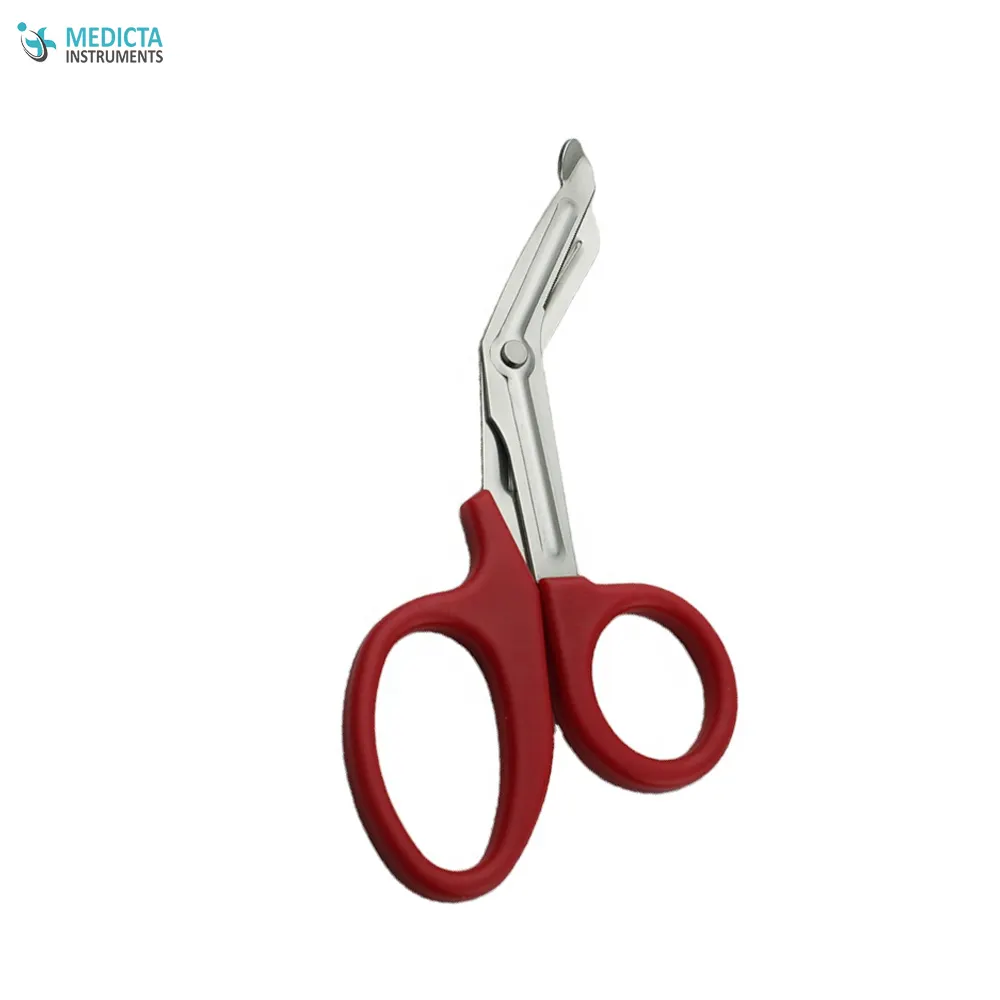 Universal Bandage Scissor Red Plastic Handle - Single Use Scissors