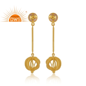 ผู้ผลิตต่างหูห้อยรูปหยดน้ำประดับโรสคาลซีโดนีสวยงาม ชุบทอง 18k สำหรับผู้หญิง ได้รับการรับรองจาก GIA - Product Image 4