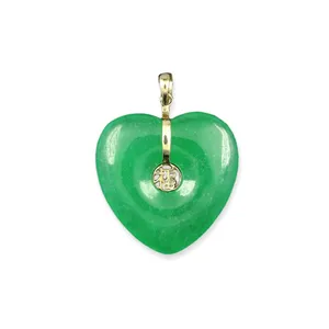 Professional Supplier Green Jade 14k Gold Heart Shaped Ladies Jewelry Pendant For Birthday Party