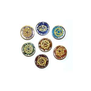 Juego de Discos de Ágata Grabados para Uso en la Cocina, con Energía Orgónica y Chakras, Piedras Semipreciosas Naturales para Feng Shui, Sanación Emocional y Espiritual - Product Image 1