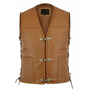 Chaleco de cuero para motorista, chaleco de cuero para hombre y mujer, venta al por mayor - Product Image 5