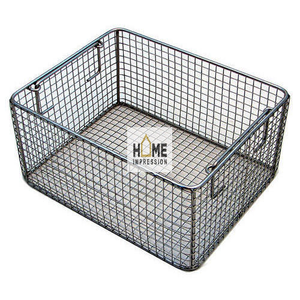 Indian Handmade Eco-Friendly Iron Steel Mesh Customized Fruit <b>Basket</b> Classic Picnic <b>Hamper</b> Two Rows - Product Image 5