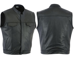 Chaleco de Cuero para Motocicleta para Hombre, Más Vendido, Largo, Resistente al Viento, Transpirable, Ecológico, Talla Grande, Cuello Alto - Product Image 1