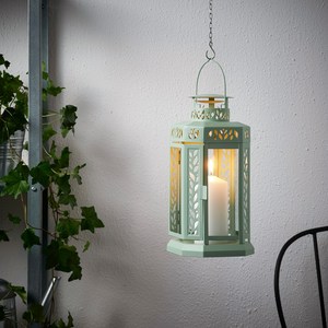 Green Metal <b>Lantern</b> with Leaf Pattern for Home Decoration Outdoor Indoor Use Durable Candle Holder Hanging <b>Lantern</b> - Product Image 6