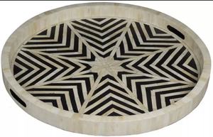 Bandeja de forma redonda con logotipo personalizado de estilo único para servir hueso/resina/MDF para uso doméstico en hoteles y restaurantes té café - Product Image 2