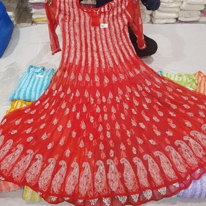 Anarkali élégant et confortable avec Chikankari allover et broderie de fil lourd pour un usage quotidien et des looks ethniques au bureau - Product Image 3