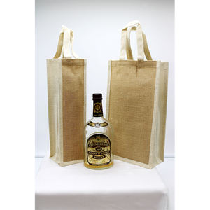 Sac à vin en jute transparent Paramount, personnalisé, écologique, élégant, cadeau de Noël, bouteille de vin avec poignées en bambou, sac de transport pour bouteilles - Product Image 4