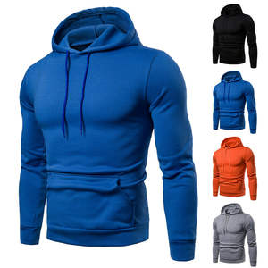 Mens Drawstring Casual Hooded Plain Hoodie Long Sleeve Loose Pullover <b>Hoodies</b> - Product Image 3