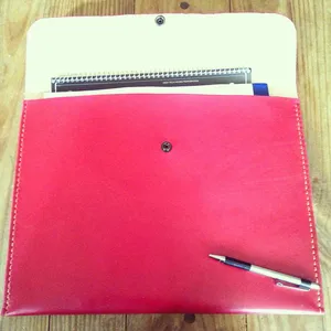 Pink document file holder for college girls with button closure