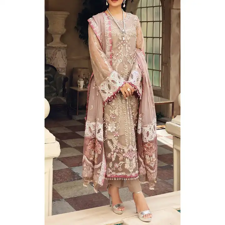 Fancy Heavy Embroidered Pearl White Salwar Kameez – Heritage India Fashions