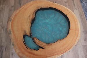 Mesa auxiliar de madera maciza india de diseño moderno, mesa de sofá de café de resina epoxi única, muebles para el hogar - Product Image 5