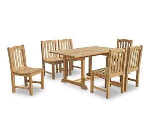 Teak Wood <b>Outdoor</b> Dining <b>Table</b> Set 6 Seater Garden Furniture Weather Resistant Contemporary Design <b>Foldable</b> Enterprise Brand - Product Image 3