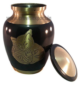 Urnes pour chats assis mignons Urnes de crémation pour chats poilus de couleur marron - Product Image 2