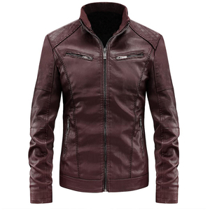 Chaqueta de cuero de moto EN17092 de invierno para mujer, estilo corto con cuello de abrigo, protección principal acolchada, método tejido de patrón sólido - Product Image 5