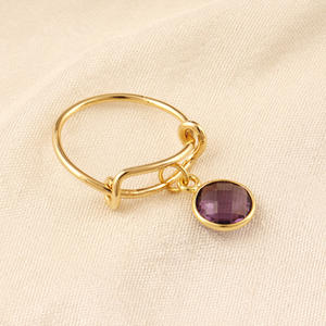 8mm Violet Améthyste Quartz Minimaliste Gemstone Anneau Réglable En Laiton Plaqué Or Lunette Réglage Femmes Bijoux Anneau Cadeau pour Elle - Product Image 5