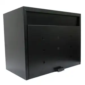 Wall Mounted High Quality Mailbox Large Type Standard Design Matte Black Color Steel Made Office Mailbox Home Large Mailbox