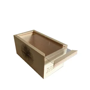Caixa de exibição de pedra preciosa para joias, pequena caixa de madeira da corrediça com logotipo personalizado da janela transparente para embalagem e transporte