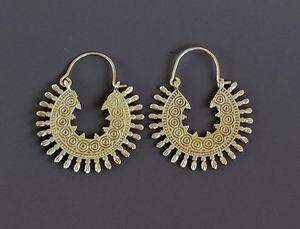 Pendiente de aro de latón dorado con zona plateada, joyas indias bohemias en forma de flor para fiestas, bodas, compromisos de confianza - Product Image 4