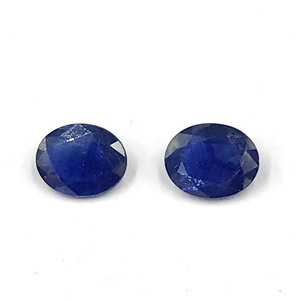 Oval Cut Faceted <b>Blue</b> <b>Sapphire</b> Loose Gemstones Matched Pair Sparkling Deep Royal Crystals Parcel for Custom Stud Earring Mounts - Product Image 1