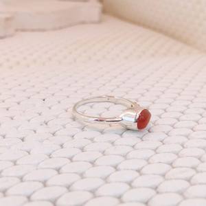 925 Sterling Silver Fine Jewelry for Women Ladies Carnelian Wedding Flower Rings Women's Party Jewelry - Product Image 3