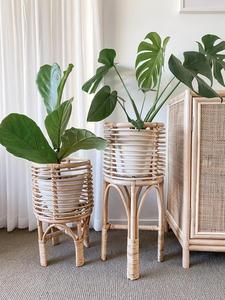 Support de jardinière en bambou de rotin naturel à deux niveaux panier de rangement intérieur marron fait à la main RFS-499 - Product Image 6