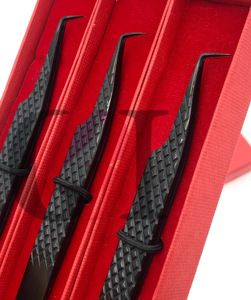 Meilleure qualité Dernière conception 90 degrés noir Plasma Extension de cils pince à épiler en acier inoxydable avec Logo personnalisé Instruments de beauté - Product Image 2