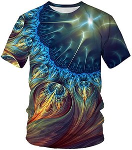 T-shirt pour homme en coton 100% tricoté à col rond, imprimé numérique 3D, respirant, de haute qualité, manches courtes, coupe ample, longueur longue - Product Image 2
