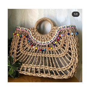 Bolsa Hecha de Jacinto de Agua Hecha en Vietnam. Bolsa de Fibra Natural de Jacinto de Agua - Color Polvo del Desierto y Goma 99 Oro Data - Product Image 2