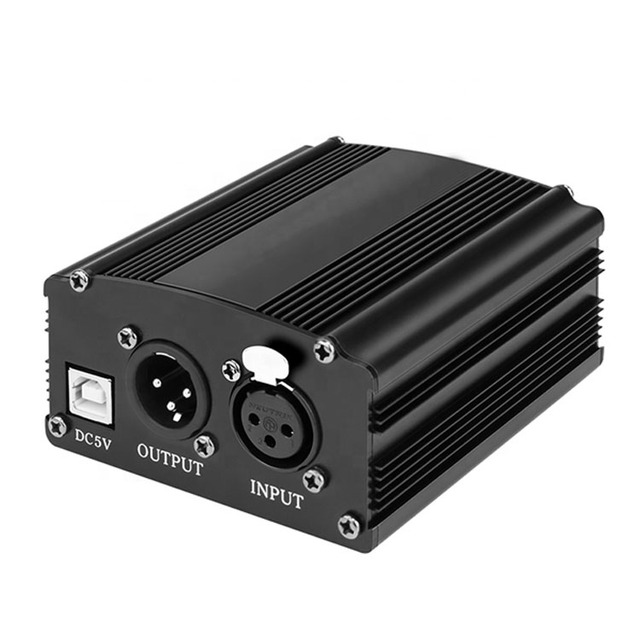 High Sensitivity 48V USB 5V Phantom Power Supply Adapter Aluminum Alloy Microphone for High-End Recording Equipment