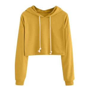 Sudadera corta con capucha para mujer, top corto - Product Image 1