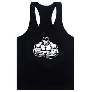 Débardeurs de sport noirs pour hommes en gros – Maillots de corps de musculation et fitness 100 % coton respirant à séchage rapide avec broderie - Product Image 1